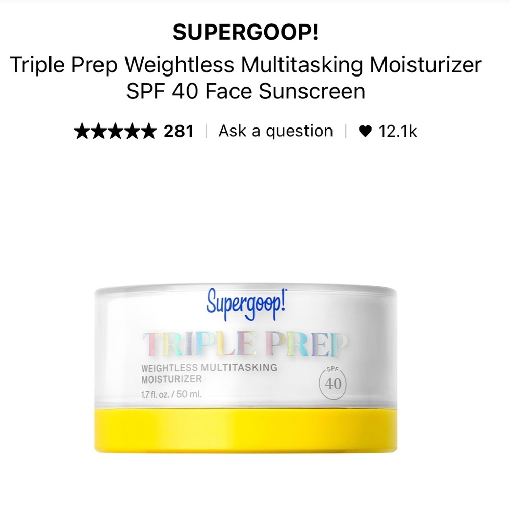 Supergoop! Triple prep multitasking moisturizer sunscreen SPF 40